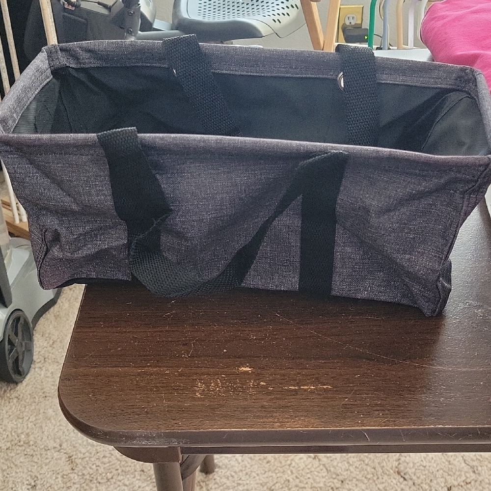 NIP Thirty-one Tiny Utility Tote 569A Charcoal Crosshatch